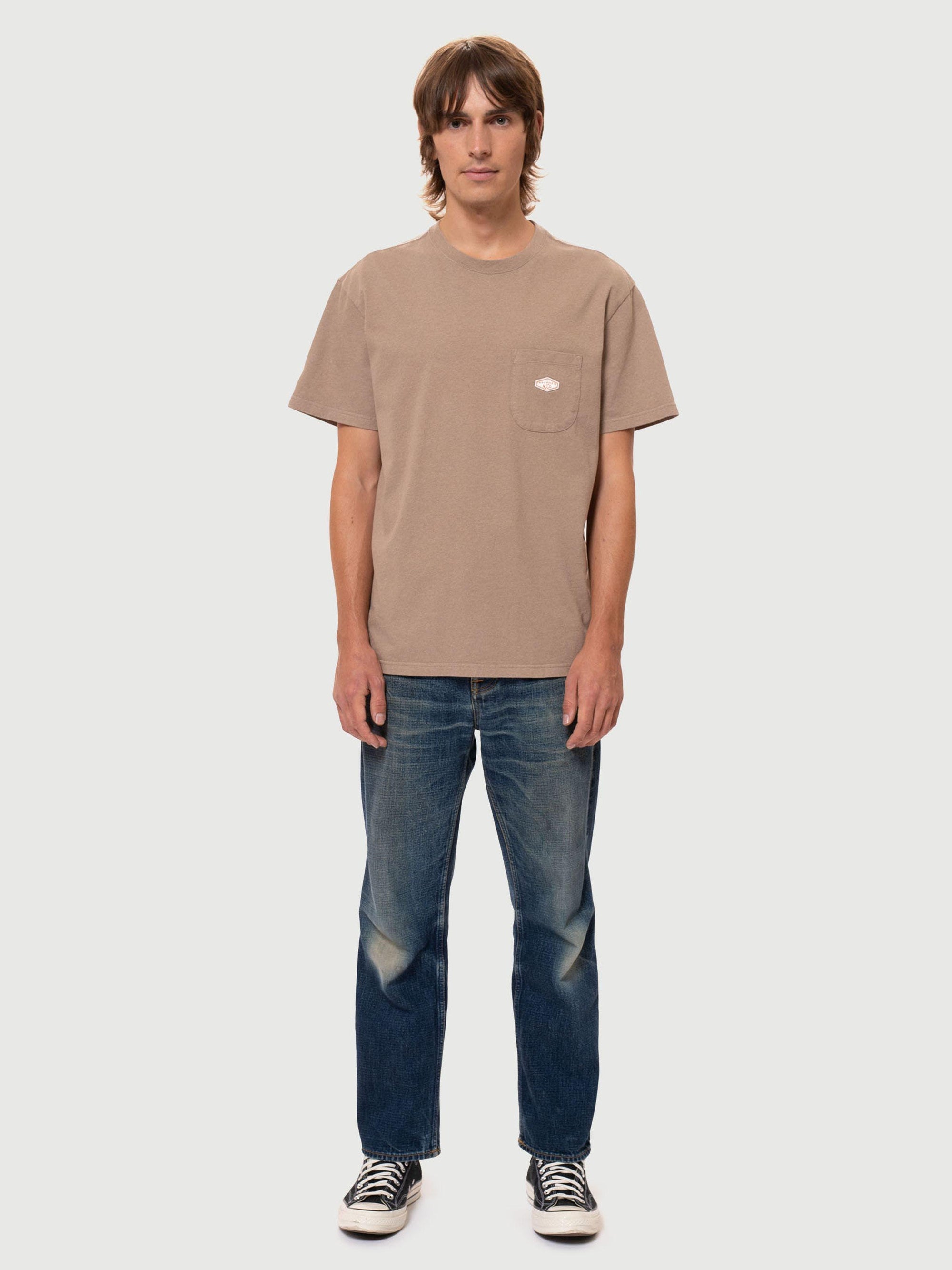 Leffe Pocket Tee Brownmelange - INHABIT - Exclusive Stockist of Nudie Jeans
